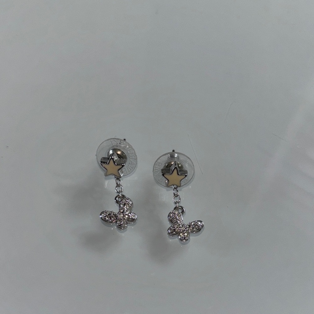 Swarovski Silver and White Star Dangle Earrings